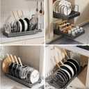 Pull Out Pots and Pans Organizer Under Cabinet, Expandable Sliding Lid Holder and Pan Rack for Kitchen, Slide Out Inside Cabinet for Pot Lid, Bakeware, Dishes, 10 Adjustable Dividers, 2 Pack Black