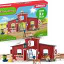 Schleich Farm World - 92PC Red Barn Farm Playset with Animals, Farmer, Accessories and Movable Pieces - Realistic Barnyard Animal Figurines - Fun Educational Toys for Kids, Toddlers Ages 3+ | 42606