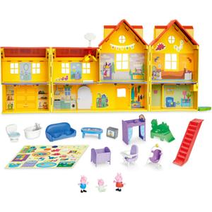 Peppa Pig Peppa's Big Family House Playset with 3 Figures, 11 Accessories, 2025 Version with Baby Evie, Preschool Toys for Girls and Boys 3 and Up, Over 2.5 Feet Wide