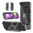 2 x [Optimized Version] GLDRAM Clear Case Compatible with Nintendo Switch 2 (2025), Dockable PC Protective Case + PC Detachable Joycon Cover, Hardshell Shock & Scratch Protector Skin Accessories - Crystal