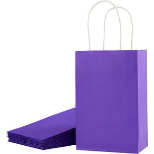 SUNCOLOR 24-Pack Purple Gift Bags with Handles  8" Goodie Bags for Party Favor Bags, Birthdays, Weddings & Special Occasions (Purple)