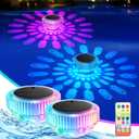 Floating Pool Lights Solar Powered, 5.5 Inch RGB Up and Down Color Changing Solar Pool Lights with Remote & Dynamic Lighting Effects, IP68 Waterproof Floating Light for Party Decor (2Pack)