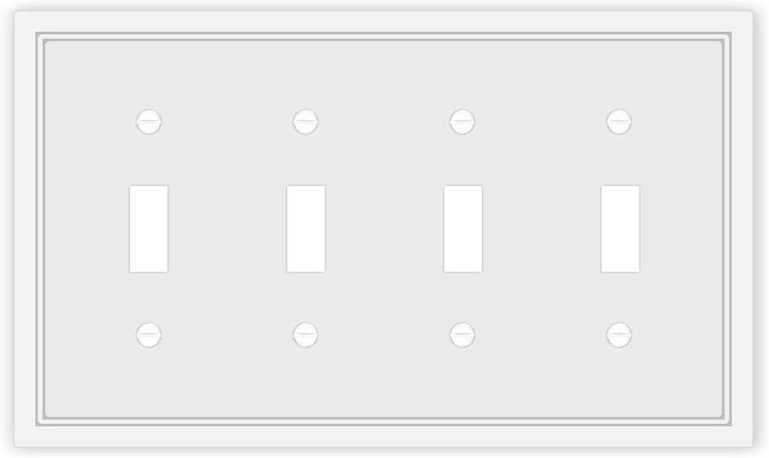 Quad Toggle Light Switch Cover Plate White Classic Decorative Light Switch Plates Cover 4-Gang Wall Plate Cover
