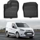 Mixsuper Custom Fit Front Floor Mats for 2014-2021 Ford Transit Connect with Vinyl Flooring and Floor Posts Only, All Weather Floor Liners Durable 1st Row Set Black