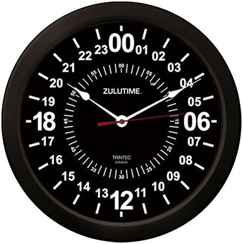 Trintec 24 Hour Military Time SWL Zulu Time Black Wall Clock 10" Dial