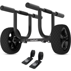 GanFind Kayak Cart Canoe Trolley Carrier Kayak Accessories Transport Dolly with Solid Foam Wheels Detachable Frame Pole and Crossbar
