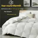 Goose Down Comforters 100% Cotton Shell Oversized King Size Comforter Luxury Duvet Insert, All Season White Bed Comforter Medium Warmth Goose Down Duvet,430 Thread (Oversized King 116x98)