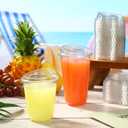 100 Count 90mm/3.5inch Strawless Sipper Lids, Clear PET Lids for Plastic Cup Disposable Cover for Cold Brew, coffee, beer, cocktail, wine or Beverage Cups