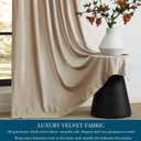 PRIMROSE Champagne Polyester Velvet Curtains 96 inch Long for Living Room,Set of 2 Panels Blackout Rod Pocket Back Tab Window Treatment Room Darkening Heavy Decorative Curtains Drapes for Bedroom