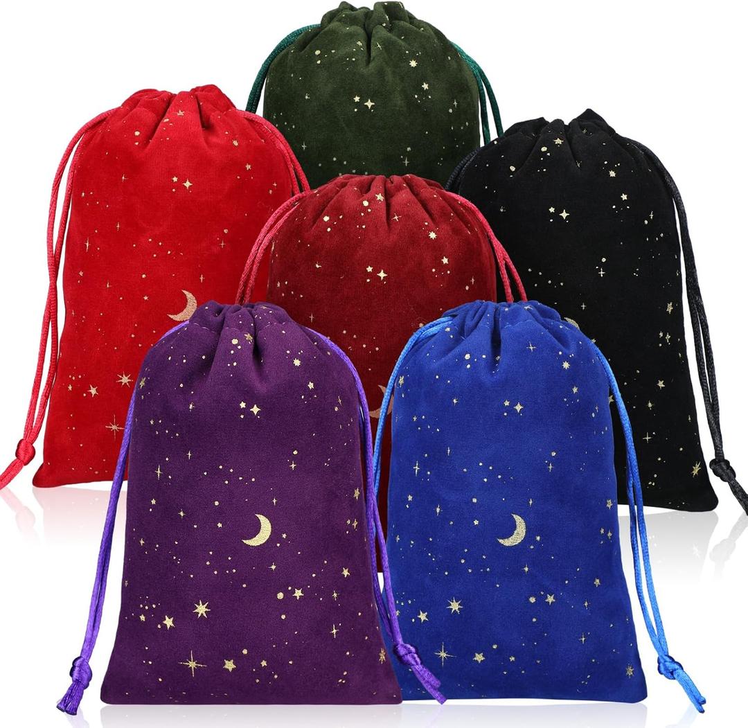 Hillban 30 Pcs 4 x 6 Inch Colorful Velvet Drawstrings Bags for Jewelry Moon Star Pouch with Drawstrings Jewelry Bags for Gift Packaging Wedding Anniversary Christmas Eid Mubarak