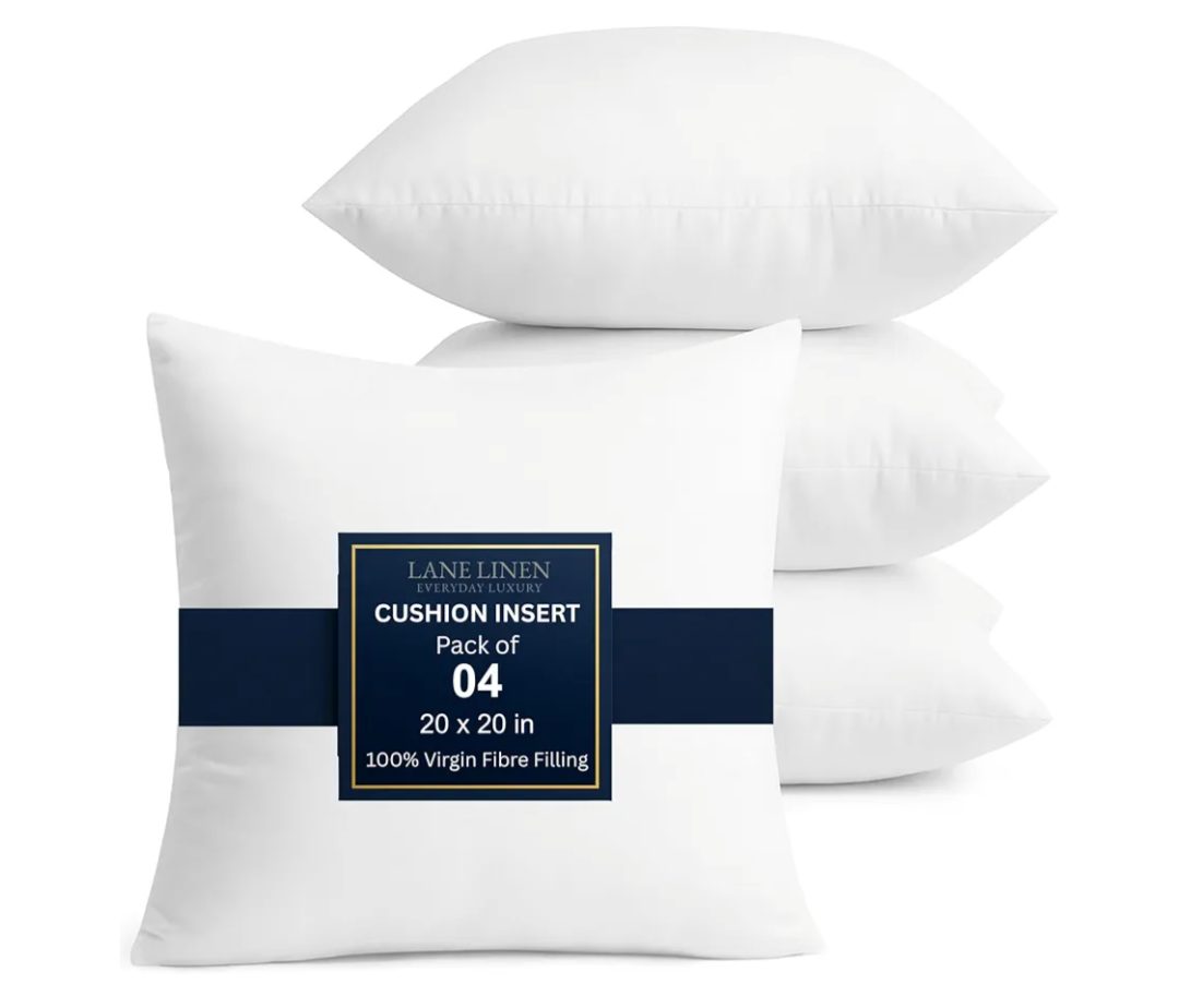 LANE LINEN 20x20 Throw Pillow Insert - Set of 4 White Pillow Inserts for Decorative Pillow Covers, Throw Pillows for Bed, Decorative Pillows for Bed, Couch Pillows, Throw Pillows for Couch