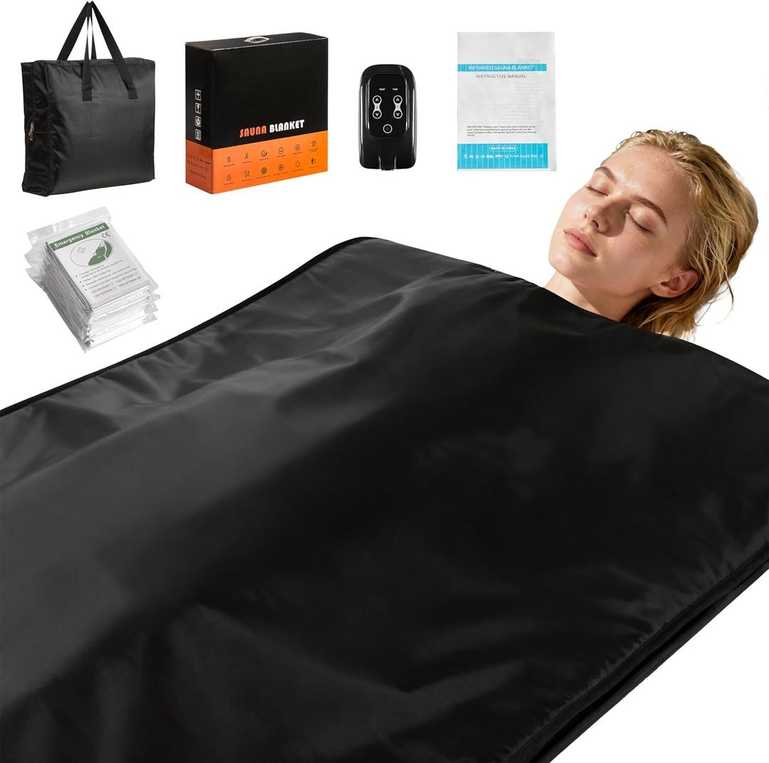 Sauna Blanket Portable, Sauna Bag for Home Use Weight Loss and Detox, 86158, 2060 Min Timer, Waterproof & Foldable  Includes Remote Control & Carrying Bag (Black)