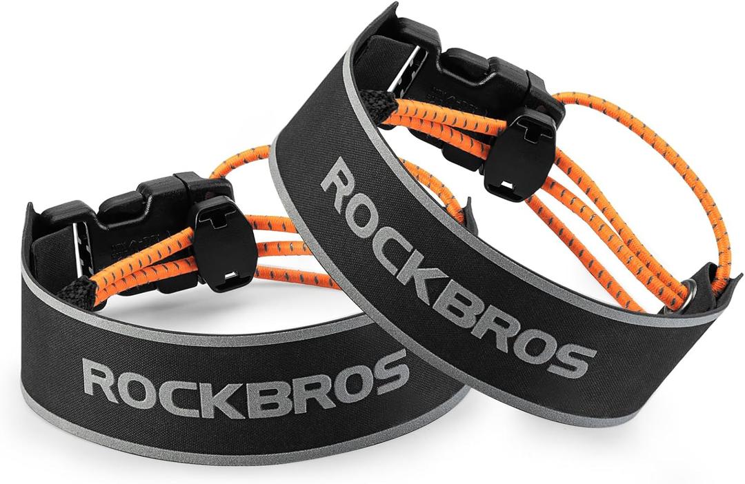 ROCKBROS Bike Pants Strap Cycling Reflective Ankle Bands Adjustable Pant Leg Straps for Biking Cuff Wrist Ankle Bands Backpack Strap for Running,Walking,Jogging 2 PCS