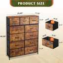 WLIVE Tall Dresser for Bedroom, Fabric Dressers Storage Tower, Dresser & Chest of Drawers Organizer Unit with 11 Drawers, Storage Cabinet, Hallway, Closets, Steel Frame, Wood Top, Rustic Brown