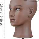 3 x Soft Bald Mannequin Head, Professional Cosmetology Female Head for Wig Making Hat and Glasses Display Bald Model Doll Head Brown Color
