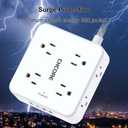 Surge Protector Power Strip - CHCORE 10 Ft Braided Extension Cord with 8 Outlets with 4 USB (2 USB C) Charging Ports, Flat Plug Multi Plug Outlet Extender Charging Station for Home Office, ETL, White