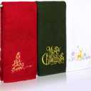 Breling 3 Pcs Christmas Hand Towel for Bathroom 14 x 29 Inches Christmas Bathroom Decor Xmas Tree Deer Towel Absorbent Soft Washcloth for Xmas Winter Holiday Indoor Home Party Decor (Green, Red and White)