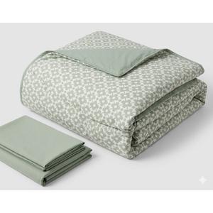 Luxudecor Floral Comforter Set King Size, 7 Pieces Bed in a Bag Olive Green Floral Comforter and Sheet Set, Soft Microfiber Green Complete Bedding Sets for All Seasons