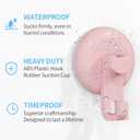 3 x Suction Cup Hooks for Shower, Powerful Vacuum Suction Cup Hook for Towel, Robe, Loofah, No Hole Punched, Reusable Bathroom Towel Hooks, Pink, 2 Pack