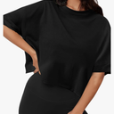 Buauty Womens Oversized Workout T-Shirt, Short Sleeve Crop Tops, Basic Casual Boxy Tshirts, Summer Loose Gym Athletic Tee M