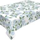 Spring Floral Tablecloth Rectangle 60 x 84 Inch Blue Hydrangea Flower Table Cloth Polyester Fabric Vintage Summer Flowers Table Cover for Kitchen Holiday Party Dining Picnic Outdoor Decor