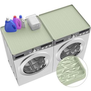 ME.FAN Washer and Dryer Covers for the Top, 2PCS 25.6''x 23.6'' Silicone Washer Dryer Top Protector Mat, Non Slip Silicone Countertop Mat for Laundry/Kitchen - Desert Sage