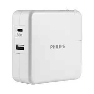 High-Speed Dual Port USB Wall Charger with 1 USB-C Port and 1 USB-A Port, Laptop, Mobile, Tablet Charger