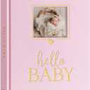 Lanpn Newborn Baby Memory Book, Baby First 5 Year Keepsake Gift with DIY Window, Linen Baby Memories Journal Scrapbook Photo Book, Baby Milestone Album for Boy Girl New Parents (Pink, 154 Pages)