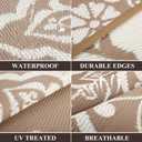 Pauwer Waterproof Outdoor Rug 10x14, Reversible Plastic Straw Patio Camping Rug, Indoor Outdoor RV Mat Carpet for Deck, Camper, Porch, Balcony, Backyard, Picnic, Boho Brown