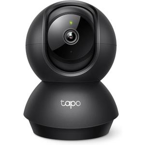 Tapo 1080P Indoor Pan/Tilt Wired Security Camera - Works as a Baby & Pet Monitor, Motion Detection, 2-Way Audio, Siren, Night Vision, Subscription-Free Local Storage or Optional Cloud, Black, C201