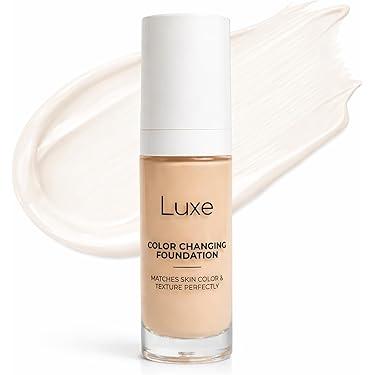 Luxe Research Color Changing Foundation for Women – Instantly Adapts to Skin Tone – Buildable Light-to-Medium Coverage Liquid Makeup – 12-Hour Wear, Natural Dewy Finish, 1.0 fl oz (Medium)