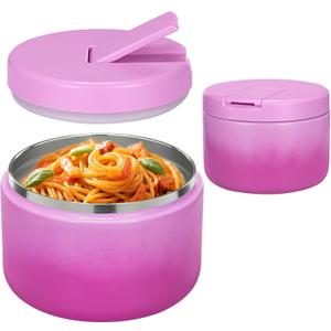 12oz Insulated Vacuum Food Jar with Buckle Lid Wide Mouth Soup Thermo for Hot Food Kids Leakproof Stainless Steel Lunch Container (Gradient Purple, 12OZ)