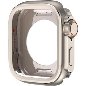 Metal Bumper Case for Apple Watch 46mm 45mm 44mm Protector Frame Cover for iWatch Series 10 9 8 7 6 5 SE Change to Ultra 2 49mm WatchCase(Titanium)