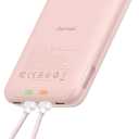 Charmast 10000mAh Wired Portable Charger, 20W Fast Charging Slim Power Bank with Removable Cable for iPhone & Android, Hand-Free Battery Pack with Digital Display for Short Travel (No-Wireless) (Pink)