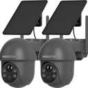 ARCCTV Security Cameras Wireless Outdoor Solar, 4MP 360 View Battery Powered Outdoor Camera, Night Vision with Spotlight, 2-Way Audio, PIR Motion Sensor, 2.4G/5G Dual Band WiFi, Grey(2 Pack)