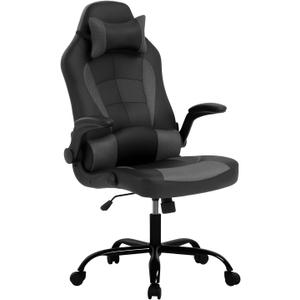 BestOffice Gaming Chair Office High-Back PU Leather Racing Chair Reclining Computer Executive Desk Chair with Lumbar Support Adjustable Arms Rolling Swivel Chair for Women, Men(Grey), 28D x 27.3W x 47.6H in