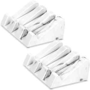 Morelax 2 Pcs Morelax Soap Bar Holder for Bathroom/Kitchen Sink, Marble Soap Dish for Bar Soap, Waterfall Soap Holder Saver (2Pack-White Marble), 3.62 x 2.76 x 1.57 inches (R-202101)