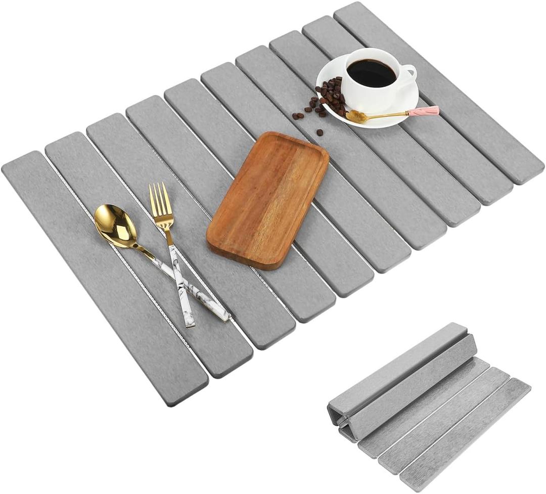 Cabilock Absorbent Stone Dish Drying Mat 23X15 Inch Gray Kitchen Counter Drying Tray for Dishes Cups Utensils Quick Water Absorption