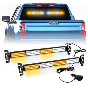 LRTER 2 in 1 Emergency Strobe Traffic Advisor Light Bar Amber White Warning Hazard Safety Interior Windshield Dash Lights Emergency Lights for Trucks Construction 2x17.7, Amber/White