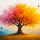 LAOTOART Tree Painting Wall Art for Living Room - Colorful Canvas Wall Art for Bedroom - Landscape Art Wall Decor for Office Size 24" x 48"