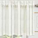 DriftAway Farmhouse Linen Lined Valance Double Layer Thermal Insulated Room Darkening Blackout Window Valances 3 Inch Rod Pocket Vertical Striped Kitchen Valance Single 52 Inch by 24 Inch Loden Green