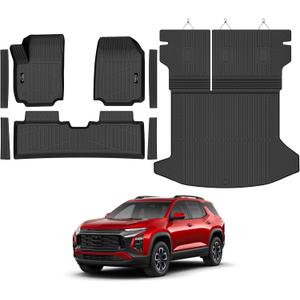 Floor Mats & Cargo Mat with Backrest Mat Custom for Chevy Equinox 2025 2026 (Only Gas) /GMC Terrain, Door Sill Guards, All Weather TPE Full Set Floor Liners Trunk Mat for Chevrolet Equinox Accessories