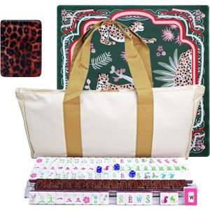 American Mahjong Game Set, Portable Carrying Bag,Acrylic 160 Tiles,Western Mahjong Tiles Set,Complete Ma Jong Set (Amber)
