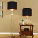 Black Lamp Shades Drum Set Of 2 Medium Gold 12-Inch Replacement Lamp Shades For Table Lamps,Floor Lamps,Diy Pendant Lights, Wall Lights,Harp Holder Included,Requires Assembly. (Black)