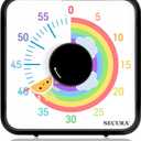 Secura 60-Minute Visual Timer, 7.5 Inch Magnetic Rainbow Countdown Timer for Classroom or Kitchen, Durable Mechanical Timer Clock with Magnetic Backing (Black & Sun)