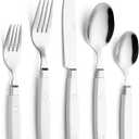 ANNOVA Silverware Set, Retro/Rivet Colorful Stainless Steel Tableware Kitchen Flatware Set Utensils, Includes Dinner Knives, Forks, Spoons, Salad Forks & Dessert Spoons (White, 20 Pieces)