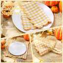 SmoothNovelty 12 Pack Buffalo Plaid Cloth Napkins 18x18 Inch Checkered Cloth Napkins Scalloped Soft Cotton Table Mat Washable Reusable for Dinner Wedding Holiday Birthday Parties (Classic,Yellow)