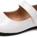 FUNKYMONKEY Toddler/ Little Girl Mary Jane Dress Shoes Casual Slip on Ballet Flat (7 Toddler, White)