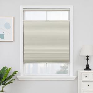 Joydeco No Tools No Drill Blinds for Indoor Windows, Cordless Window Blinds Cellular Shades Top Down Bottom Up Blackout Honeycomb Blinds Thermal Insulated Noise Reduction (Beige, 34" W x 64" H)