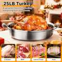 Large Roasting Pan with Rack and Lid, Gifts for mom women wife, Stainless Steel Large Oval Roaster, Nonstick Oven Cookware for Turkey Chicken, 21 Inch